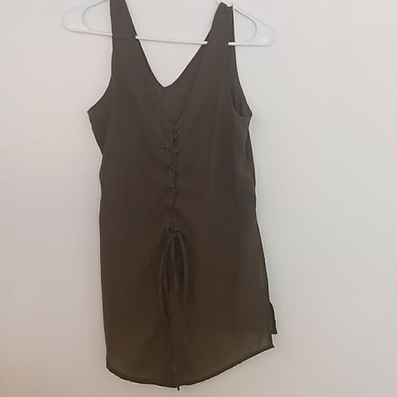 Army green top no tags size medium lace tie on back - Picture 1 of 4